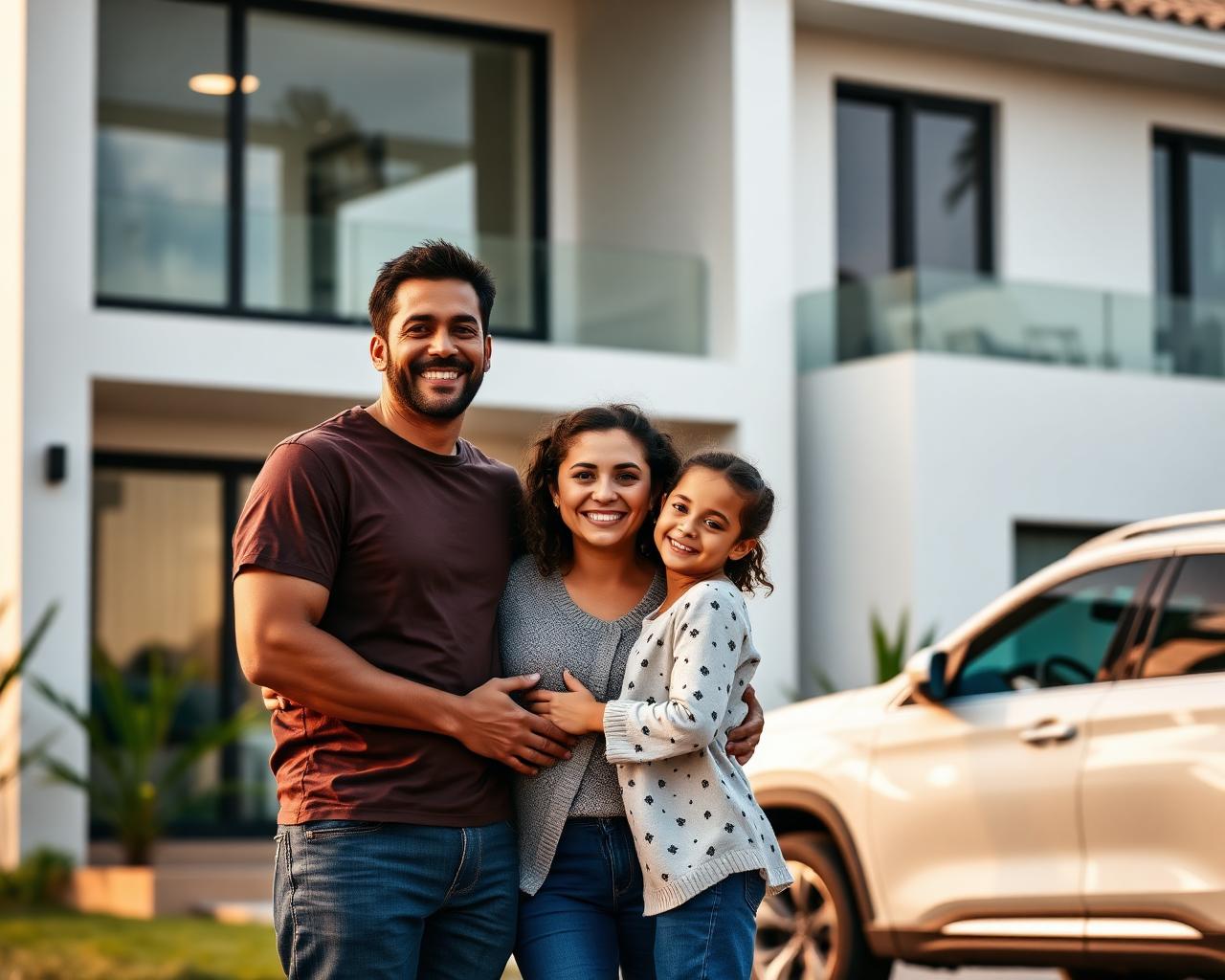 Família feliz protegida pela Valent Seguros